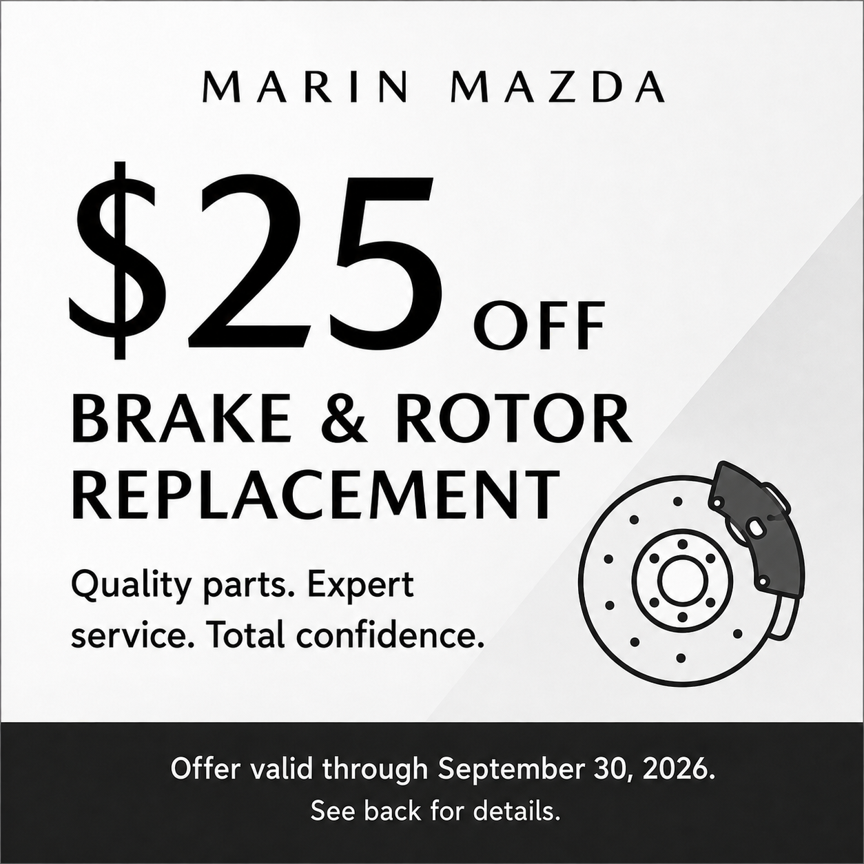$25 Off Brake & Rotor Replacement